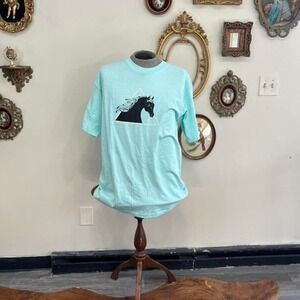 Vintage 90s Lee Heavyweight T-Shirt XL Mint Green Horse Graphic Tee Made in USA